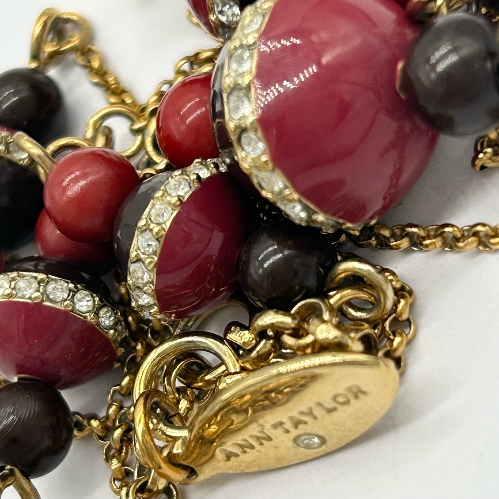 Ann Taylor Burgundy and Black Beaded Necklace - Picture 3 of 3